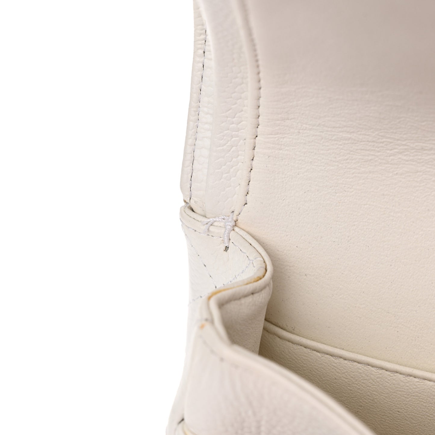 Caviar Quilted Medium Double Flap White