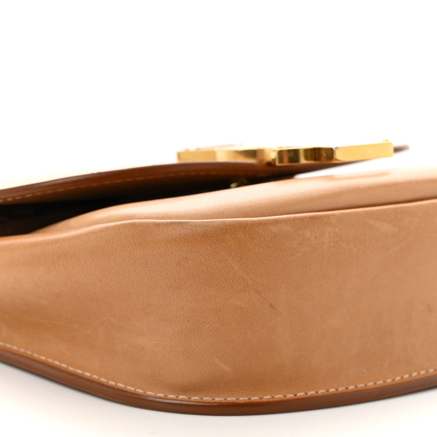 Smooth Vintage Calfskin Small Kaia Satchel Brown Gold