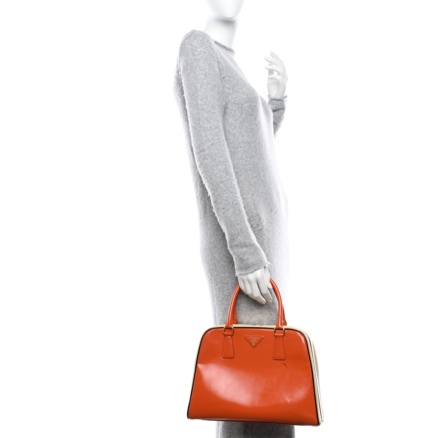 Saffiano Vernice Medium Promenade Tote Papaya Talco