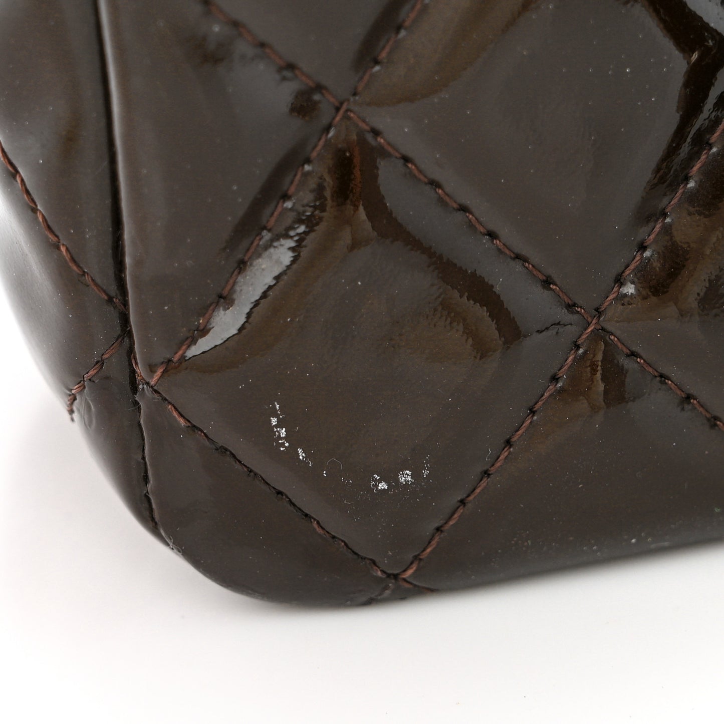 Patent Quilted Medium Double Flap Brown