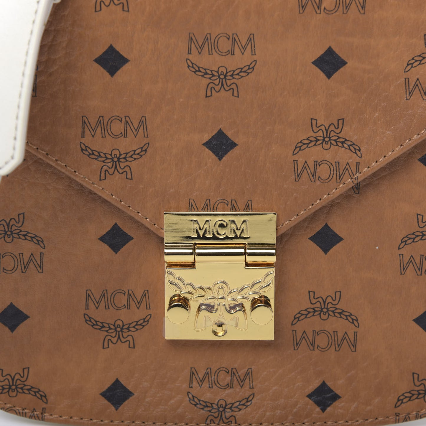 Visetos Calfskin Small Patricia Crossbody Bag Cognac White