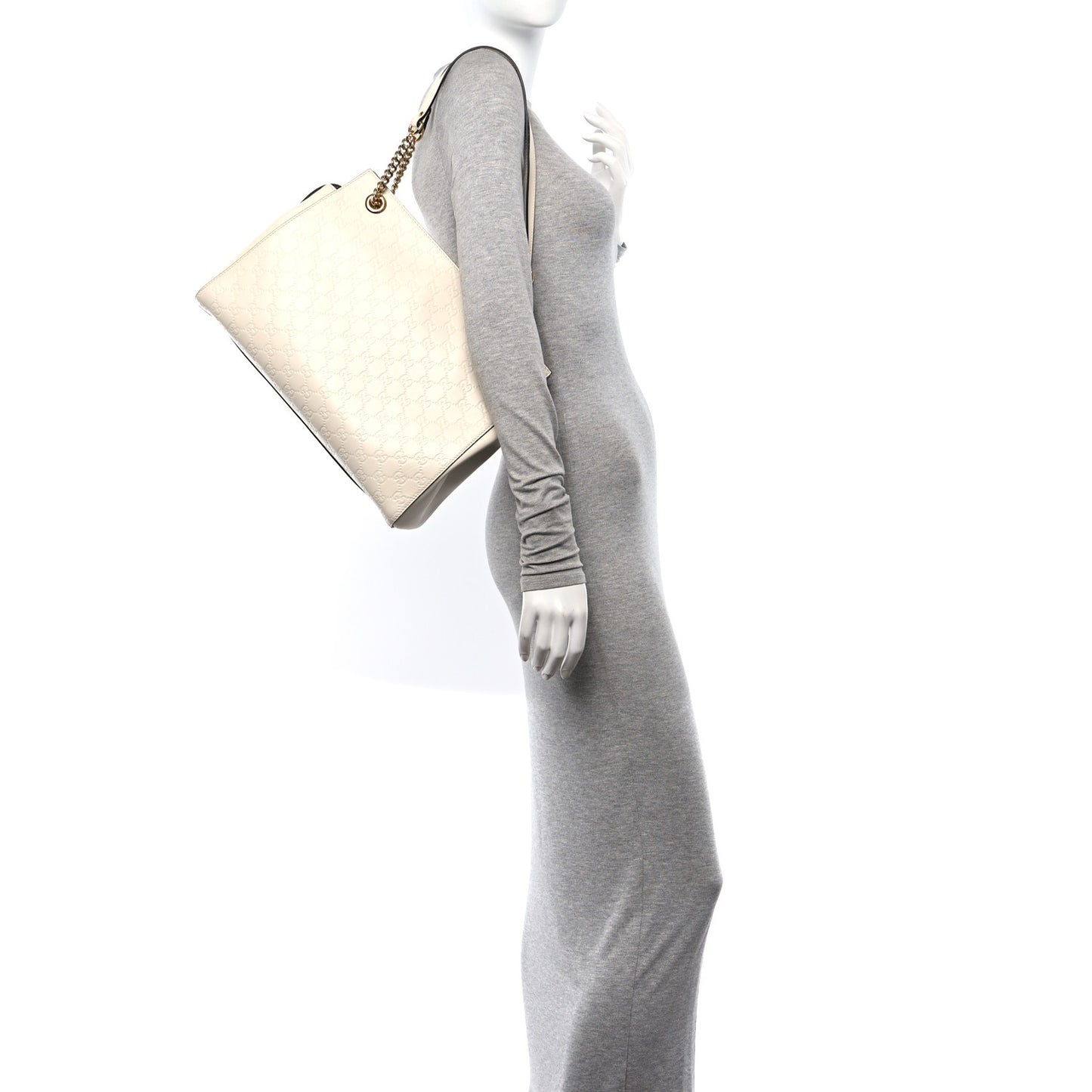 Guccissima Signature Large Shoulder Tote Bag Mystic White