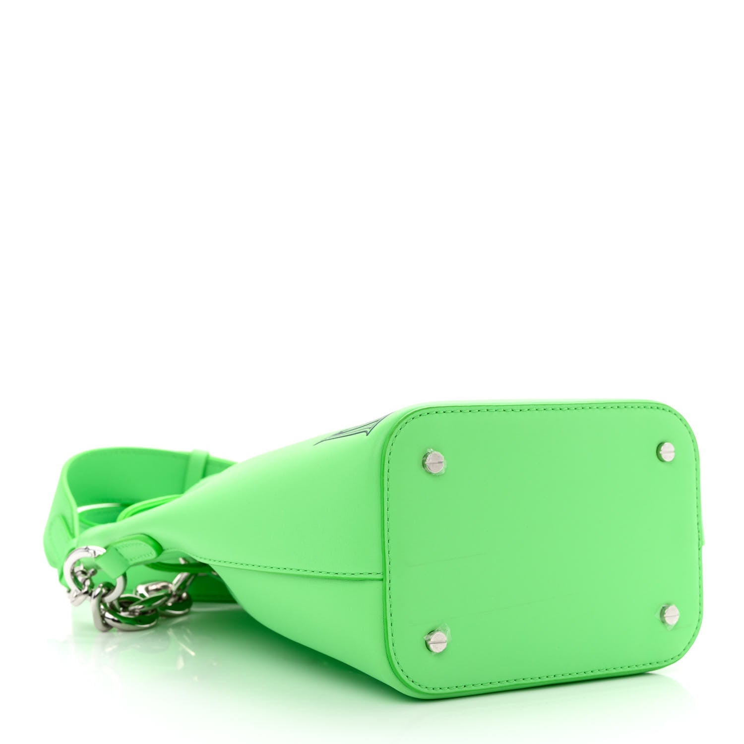 MCM Calfskin Drawstring Logo Bucket Bag Green 6 of 12