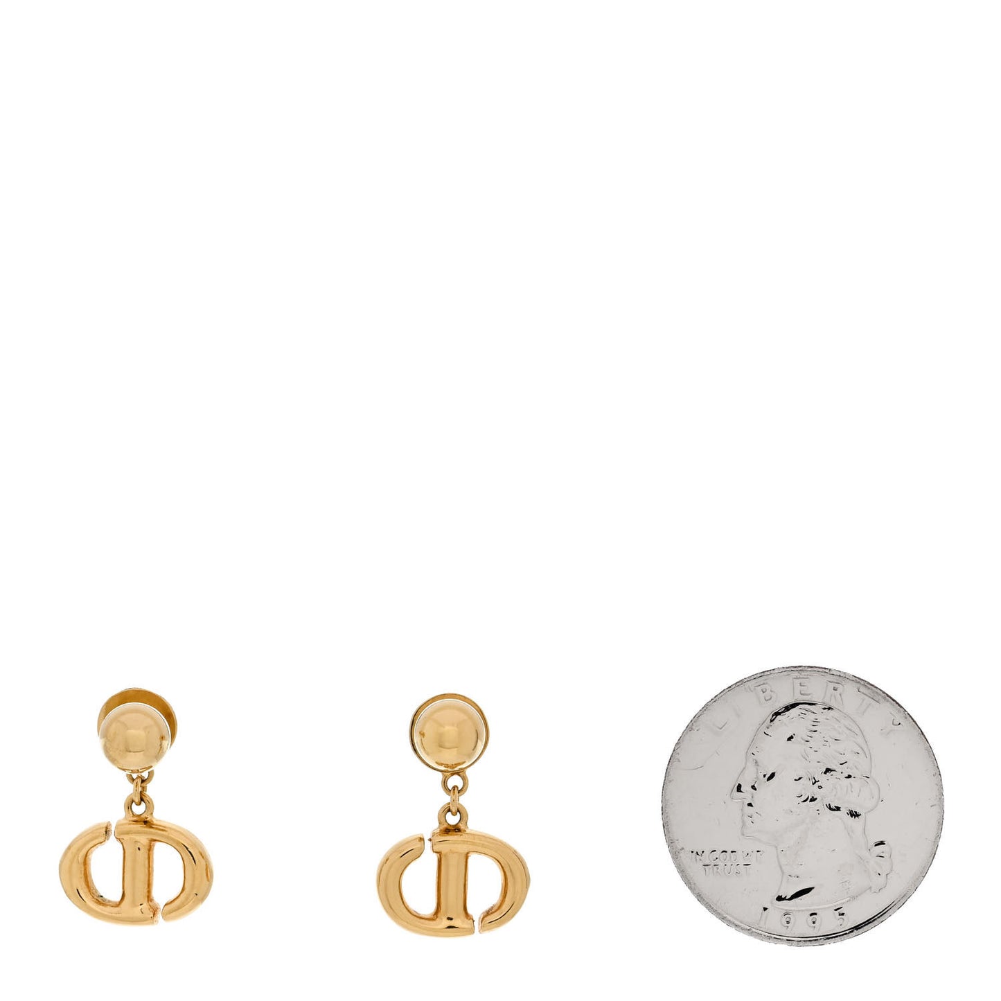 Metal Petit CD Drop Earrings Gold