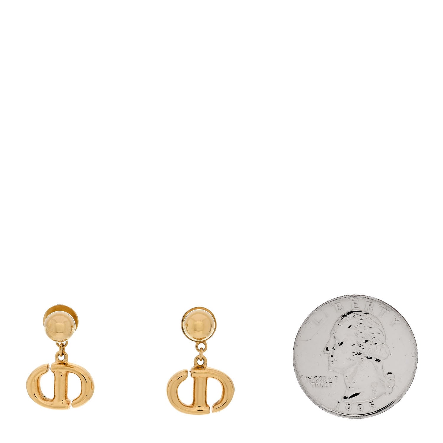 Christian Dior Metal Petit CD Drop Earrings Gold 2 of 5