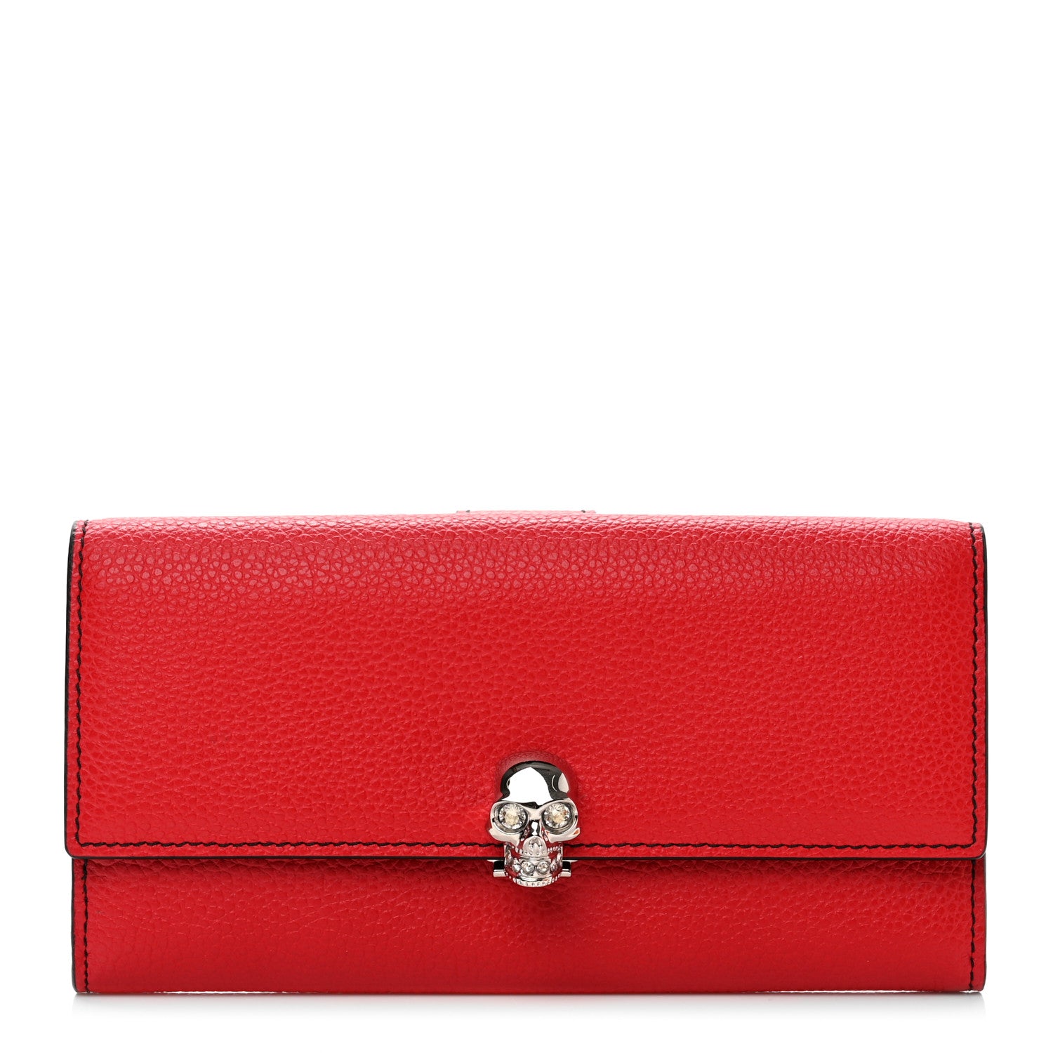 Alexander McQueen Calfskin Skull Continental Wallet Red 1 of 9