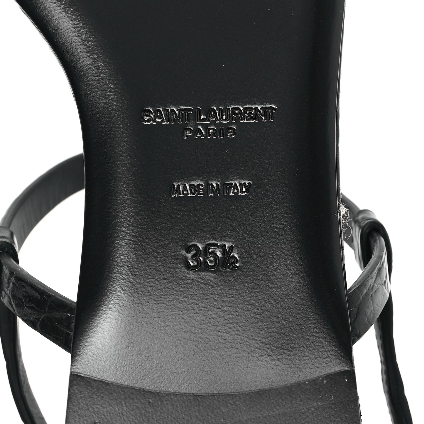 Calfskin Crocodile Embossed Cassandra Monogram Sandals 35.5 Black