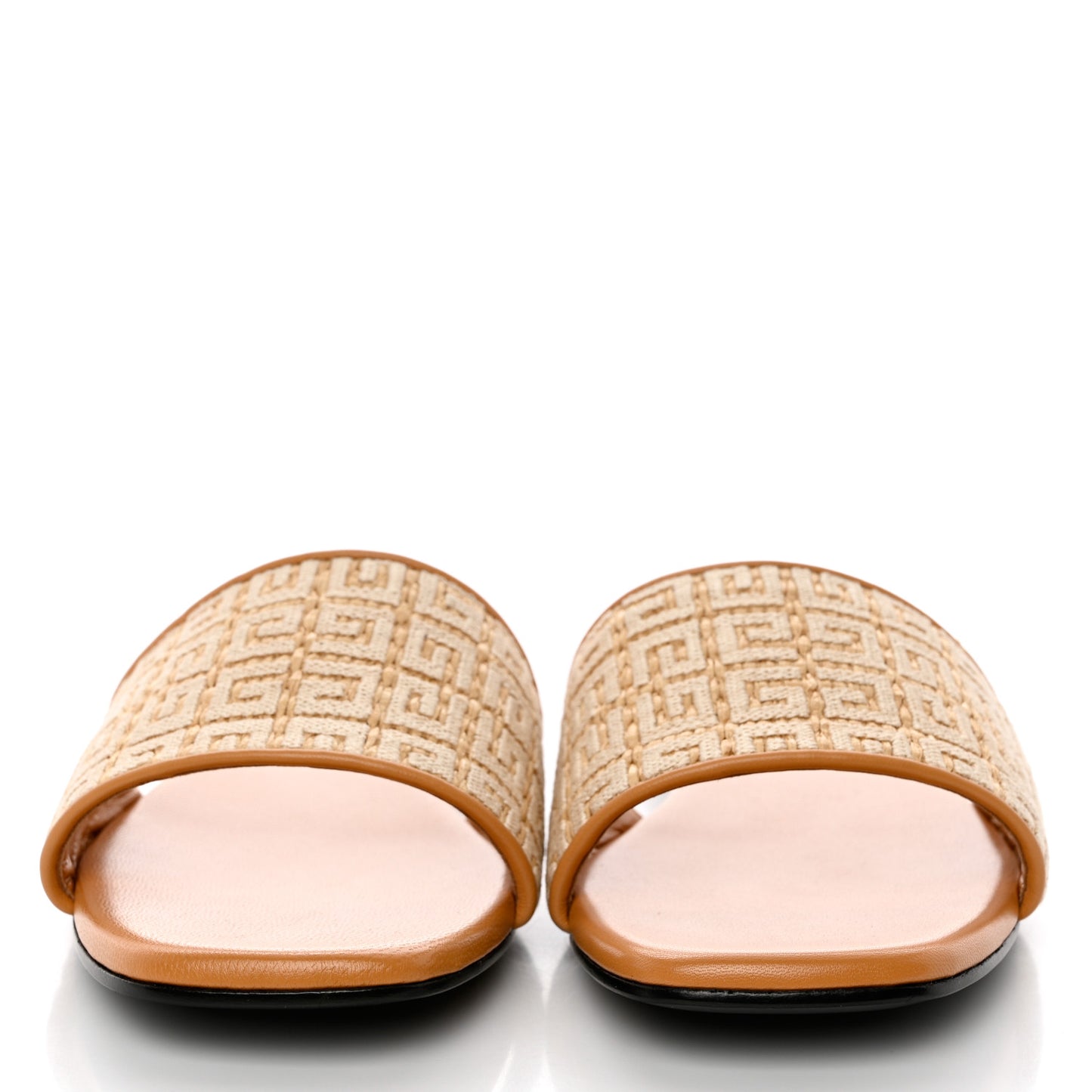 Canvas Raffia 4G Logo Mule Slide Sandals 40 Beige