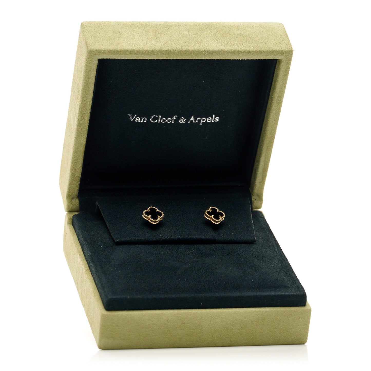 18K Yellow Gold Black Onyx Sweet Alhambra Earrings