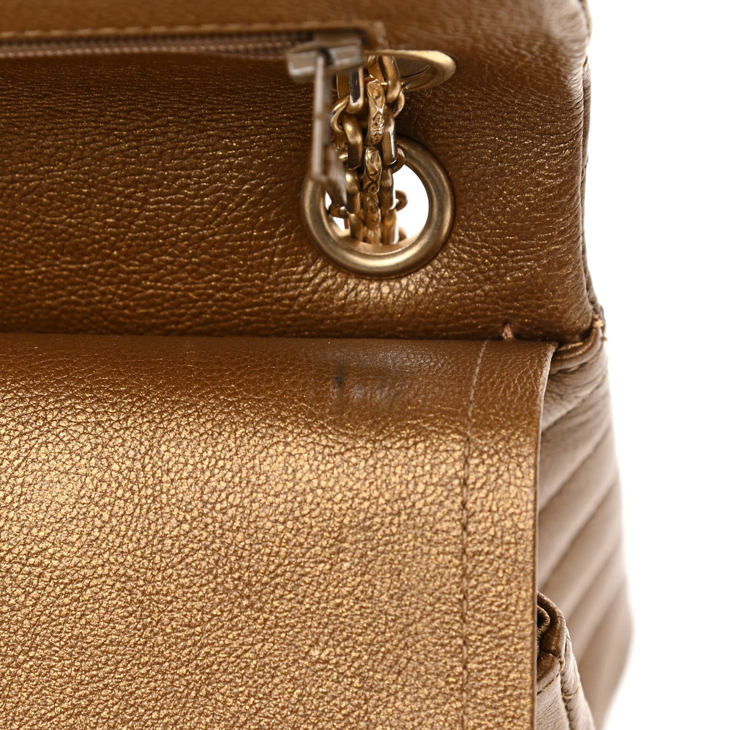 Metallic Calfskin Chevron Quilted 2.55 Reissue 226 Flap Gold