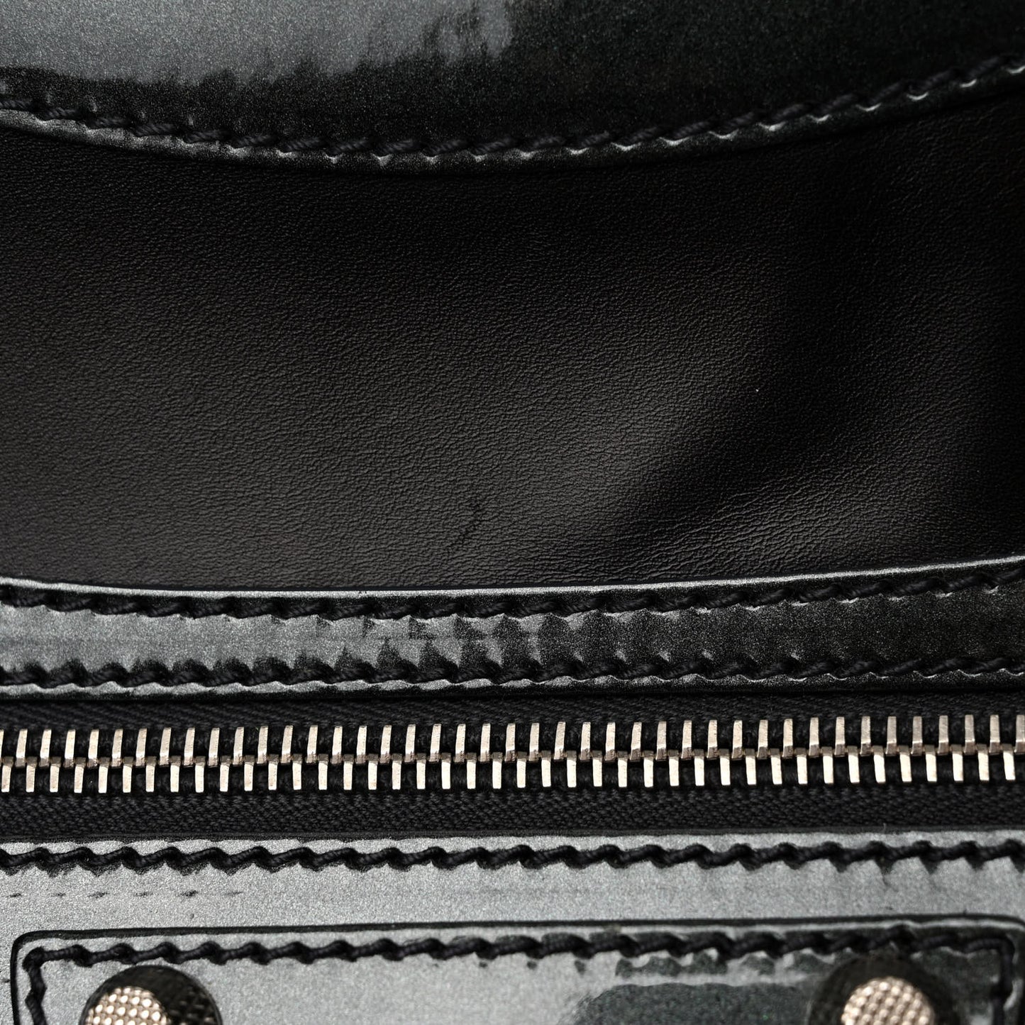 Smooth Calfskin Metallic Patent Giant 12 Silver Hardware City Black Gris