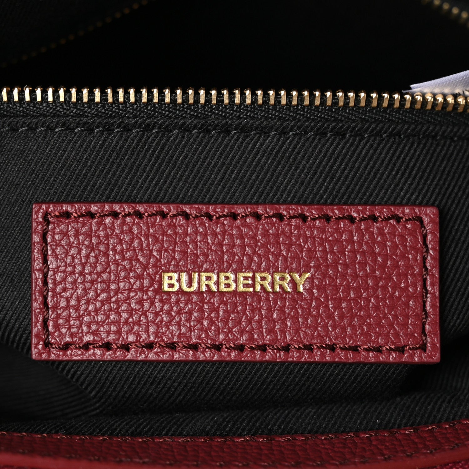 Burberry Grainy Calfskin House Check Medium Banner Tote Crimson 7 of 10