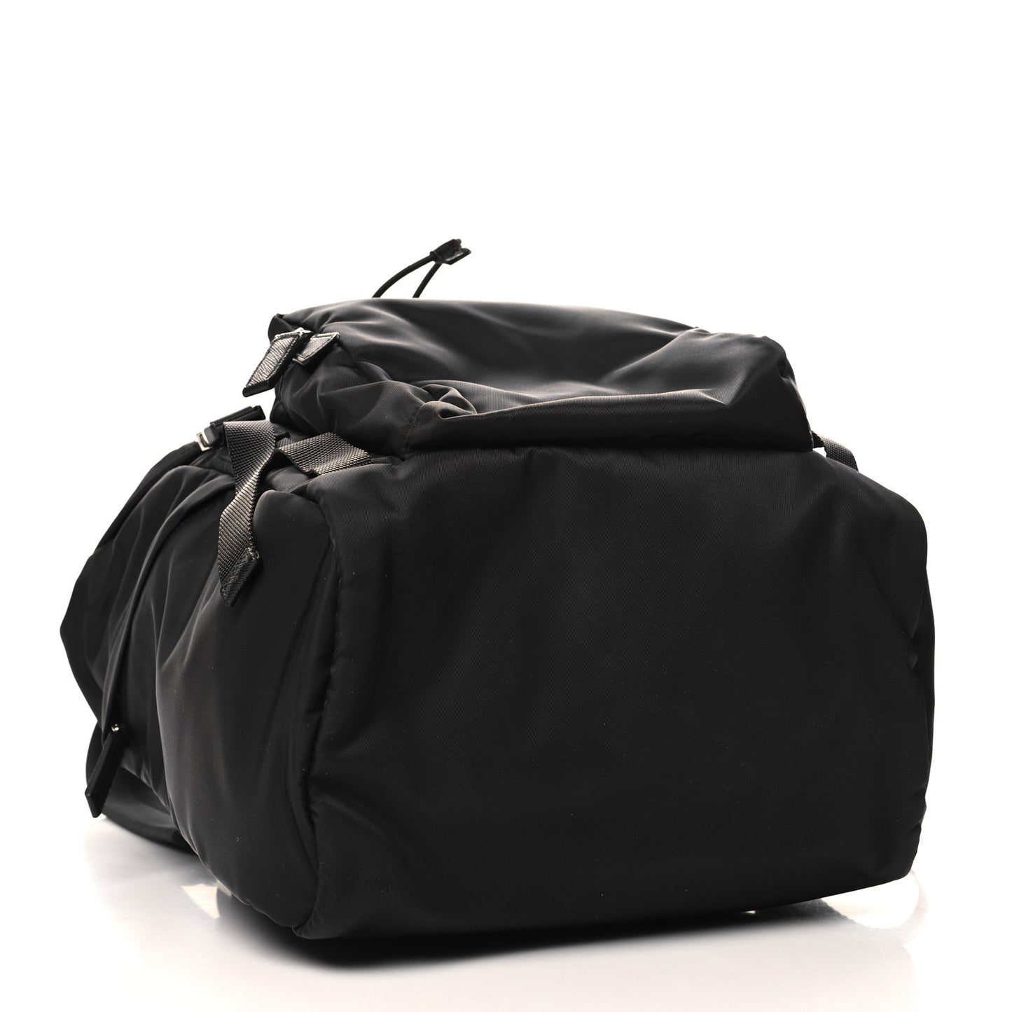 Re-Nylon Saffiano Logo Double Buckle Backpack Black
