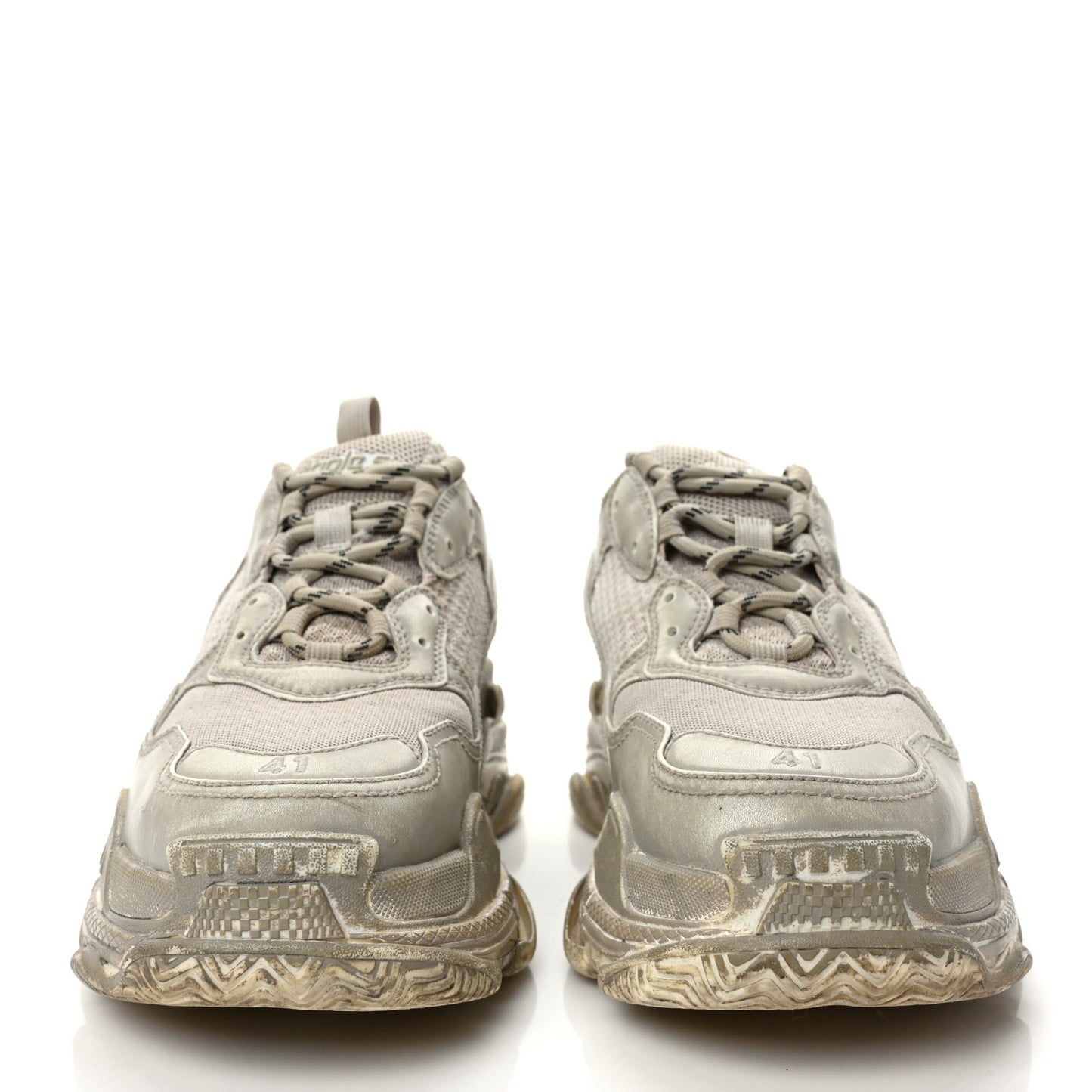 Fabric Mesh Distressed Womens Triple S Sneakers 41 Beige