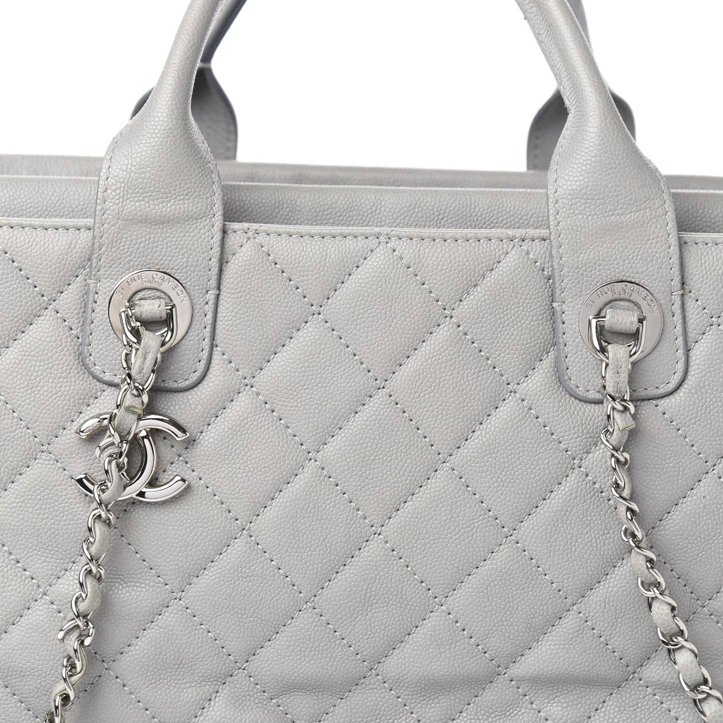 Caviar Quilted Large Urban Companion Top Handle Shopping Tote Grey