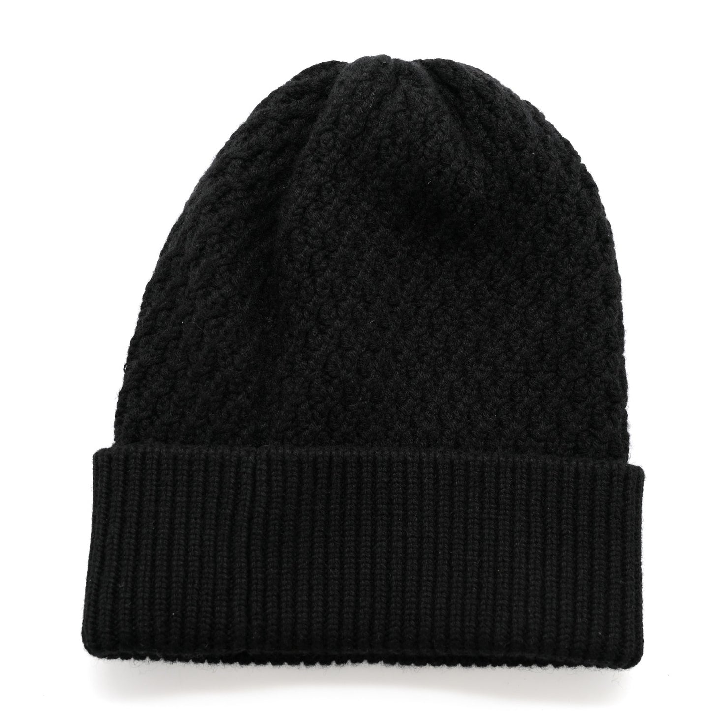 Wool Cashmere CC Beanie Hat Black White