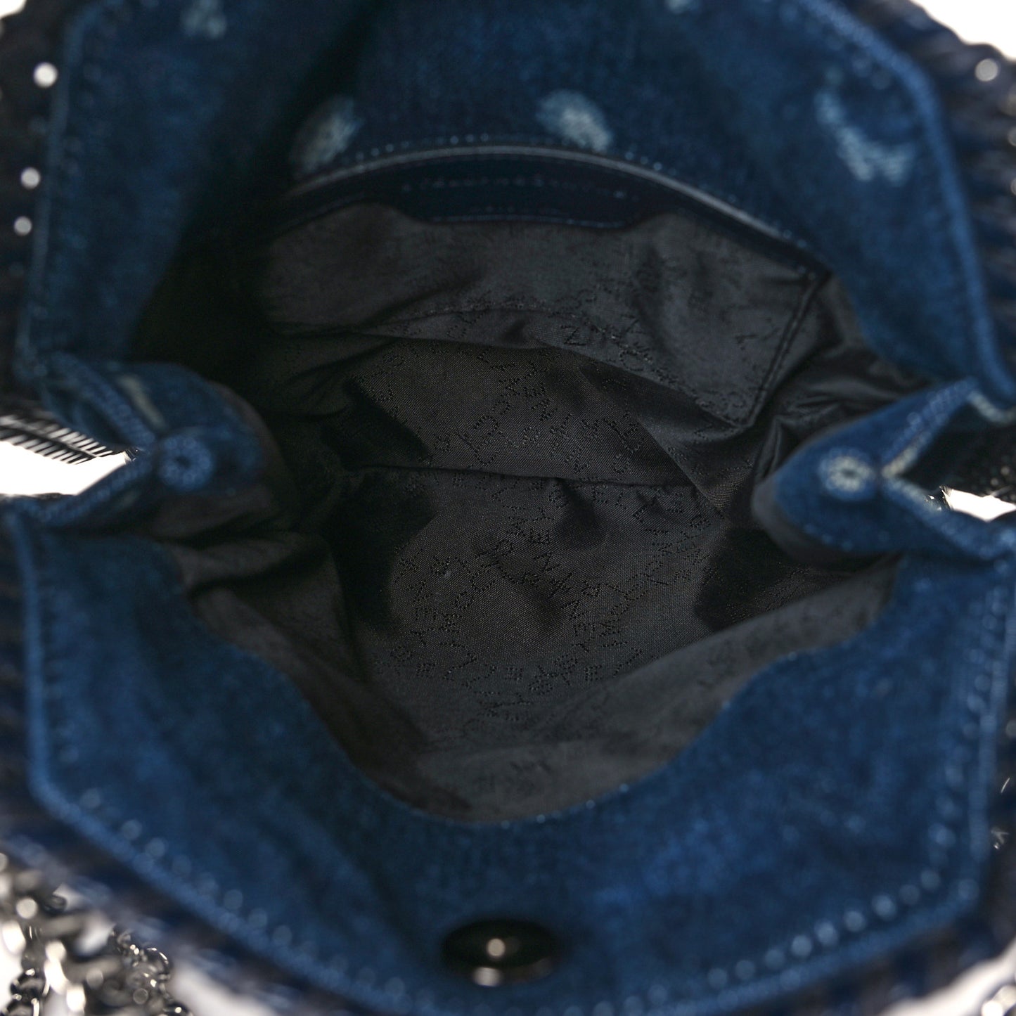 Tie Dye Denim Mini Falabella Fold Over Tote Indigo