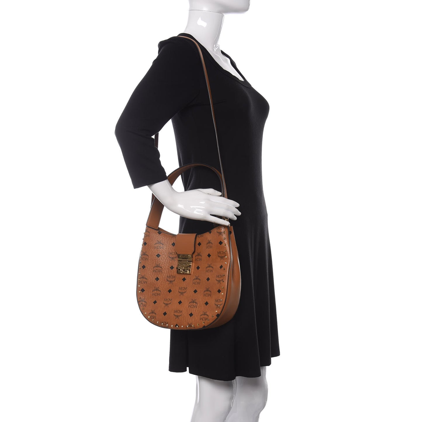 Visetos Studded Medium Patricia Hobo Cognac