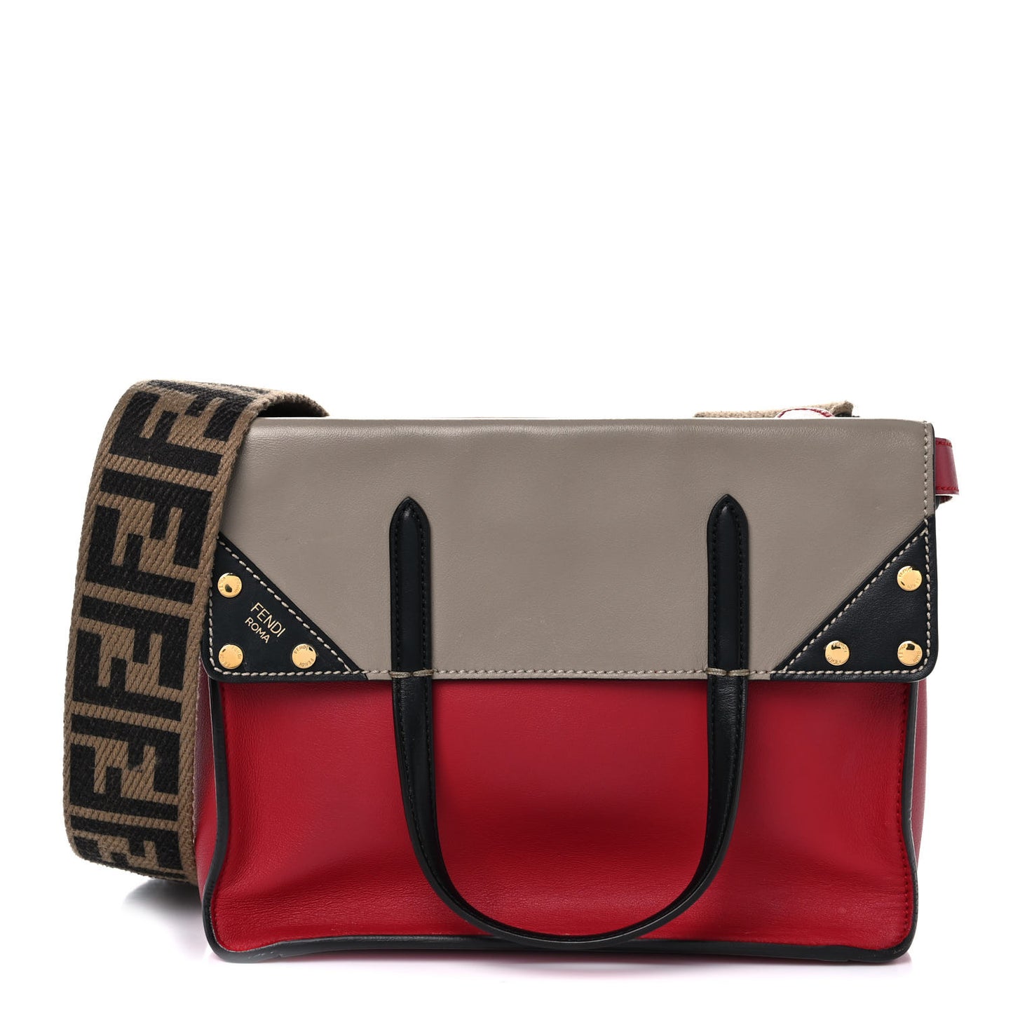 Vitello Grace FF 1974 Small Flip Tote Fragola Sepia