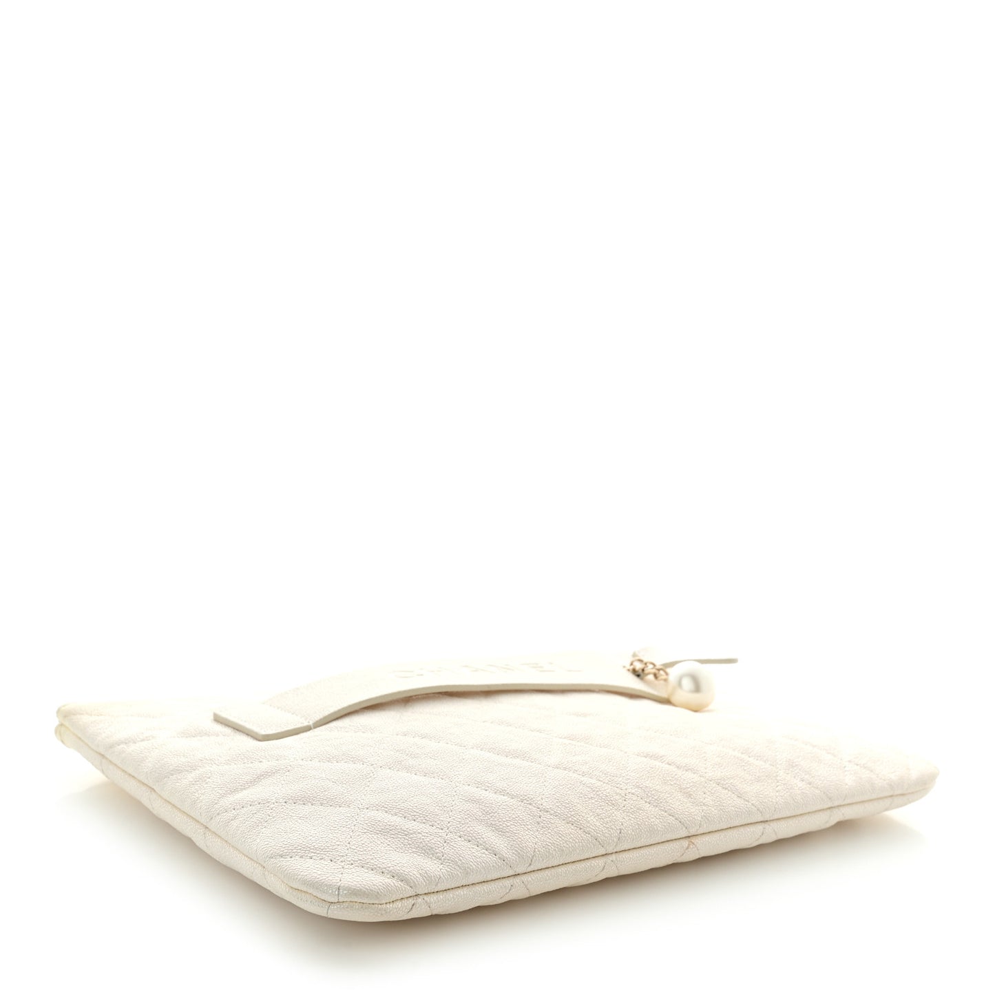 Iridescent Caviar Medium Night by the C Pouch Clutch White