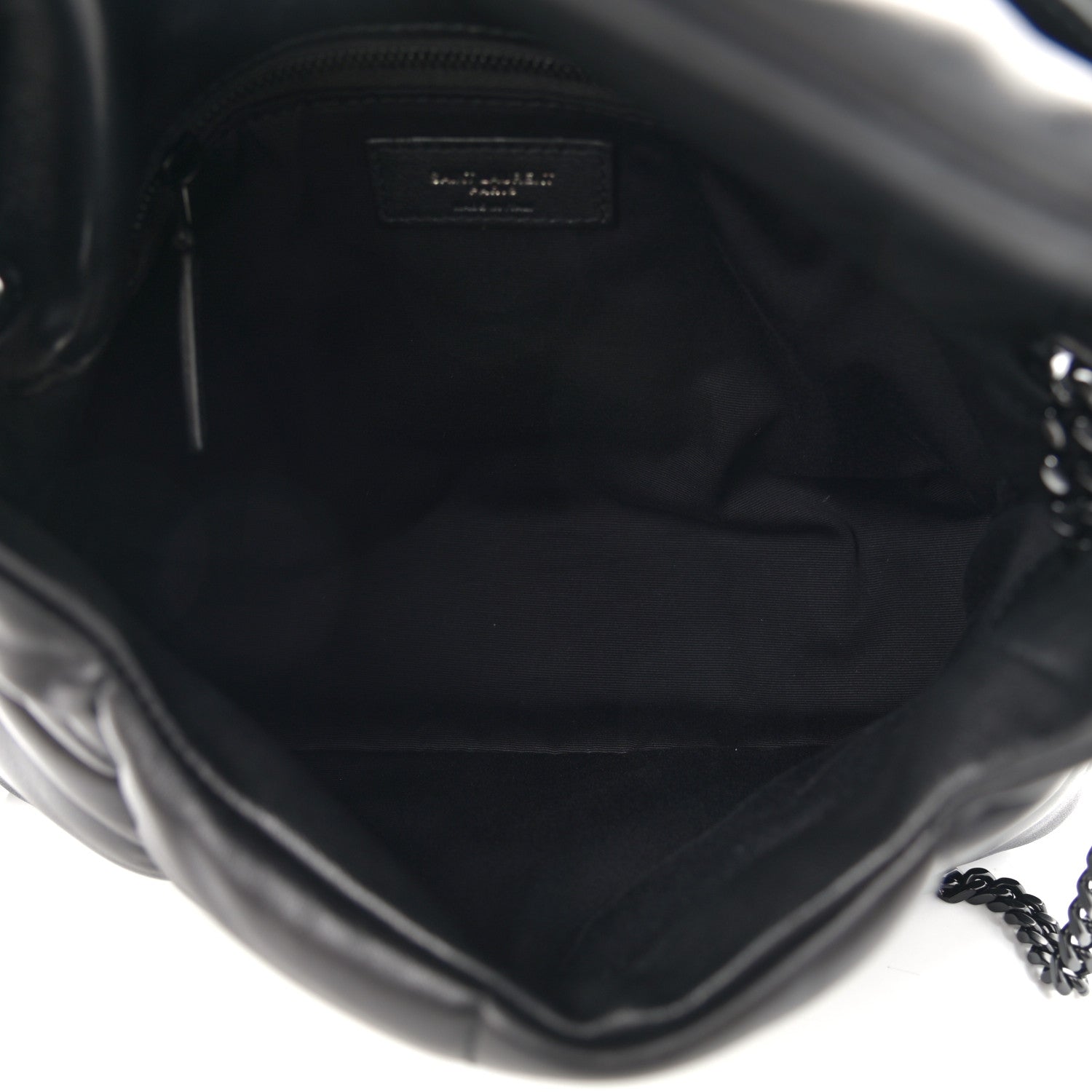 Saint Laurent Lambskin Quilted Small Loulou Puffer Monogram Chain Satchel Black 4 of 10