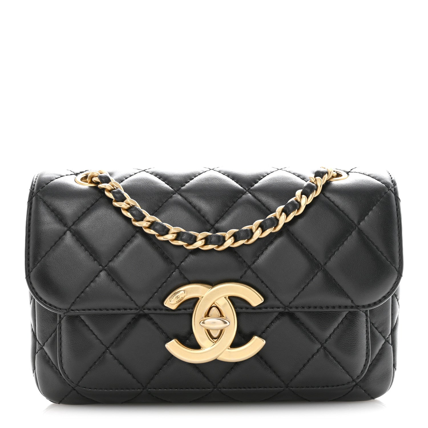 Chanel Shiny Lambskin Quilted Mini Maxi CC Flap Black 1813620