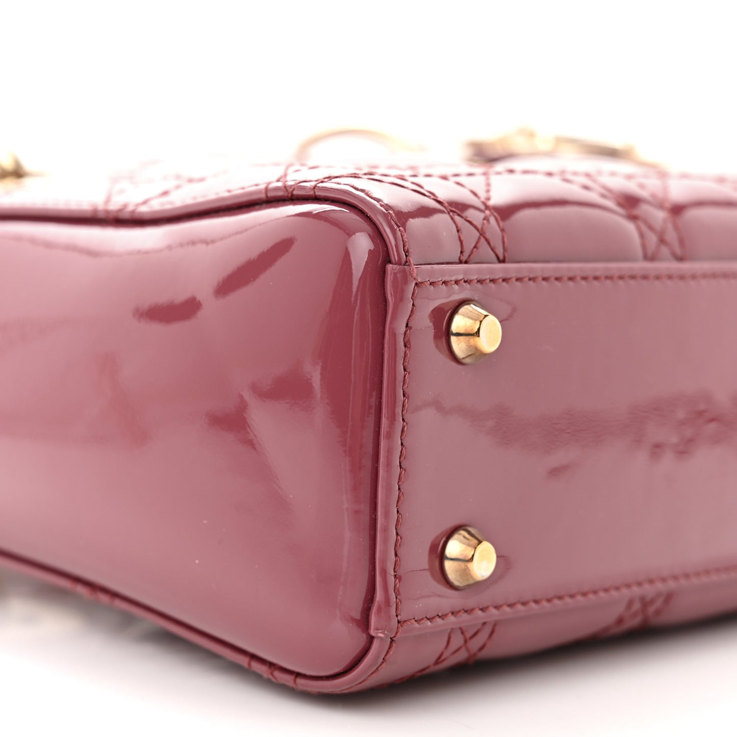 Patent Cannage Mini Lady Dior Dark Pink
