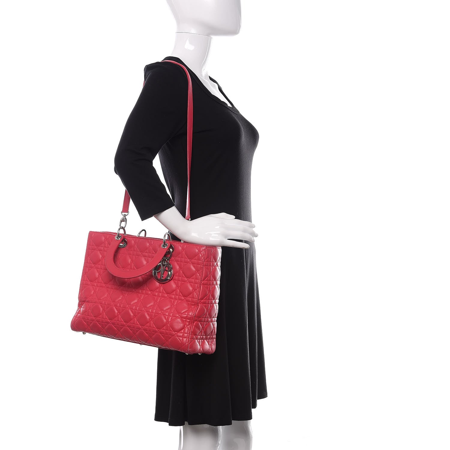 Christian Dior Lambskin Cannage Large Lady Dior Fuchsia 2 of 25