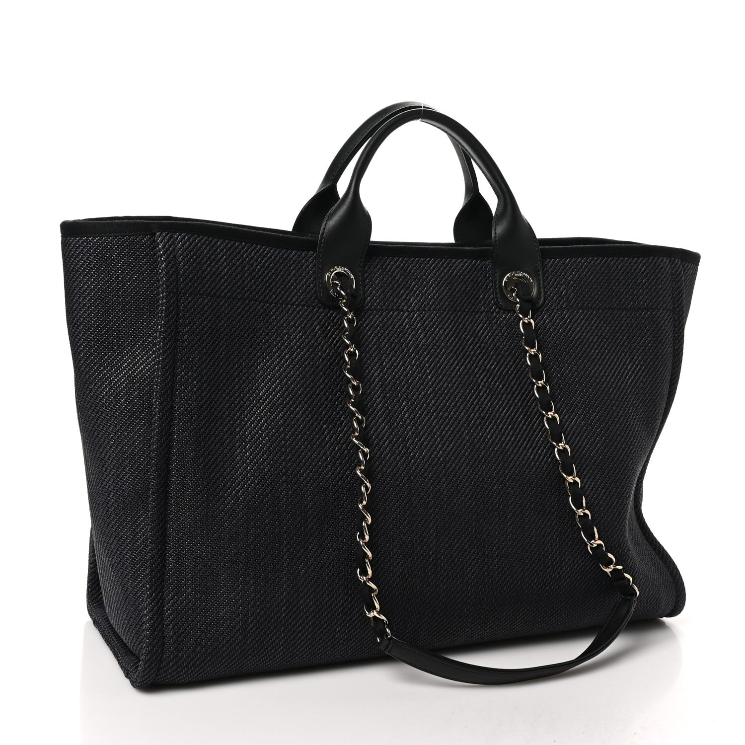 Chanel Woven Straw Raffia Large Deauville Tote  Black 3 of 10