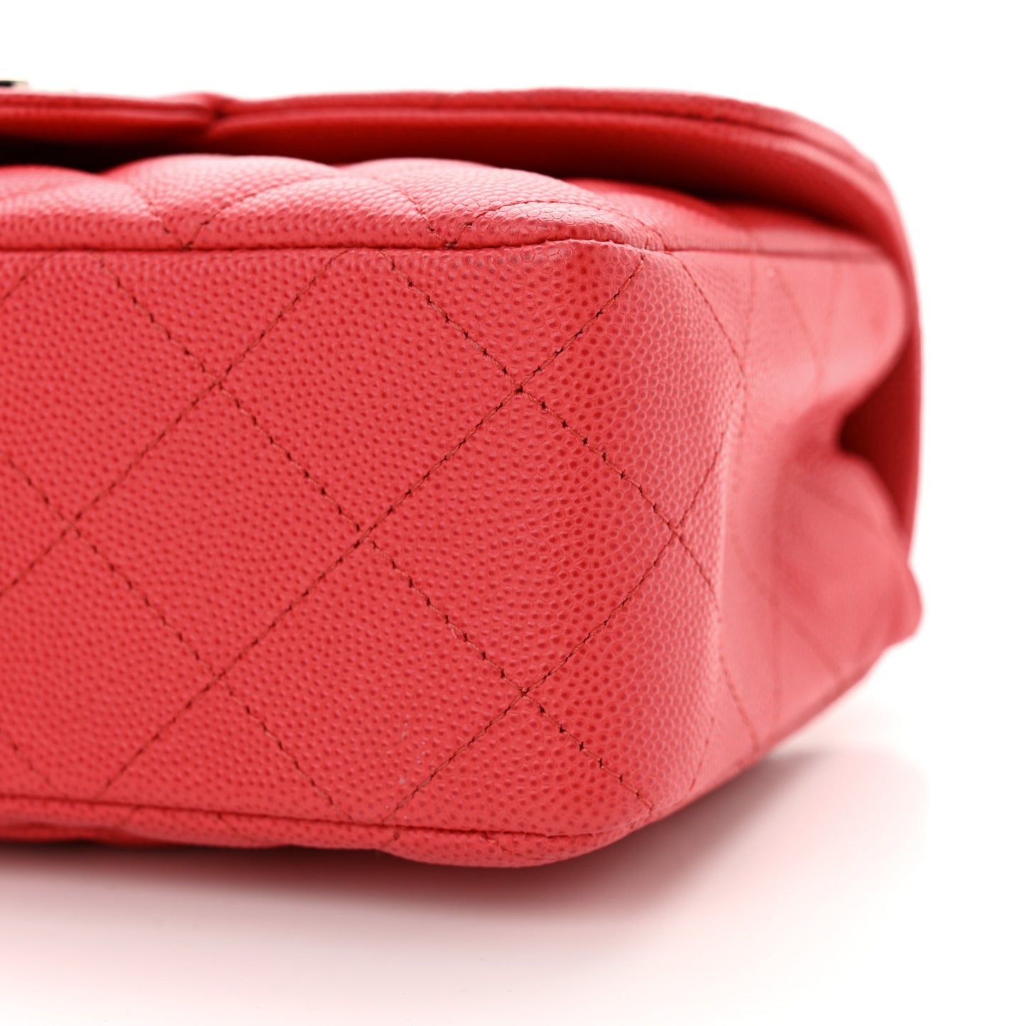 Caviar Quilted Mini Rectangular Flap Light Red