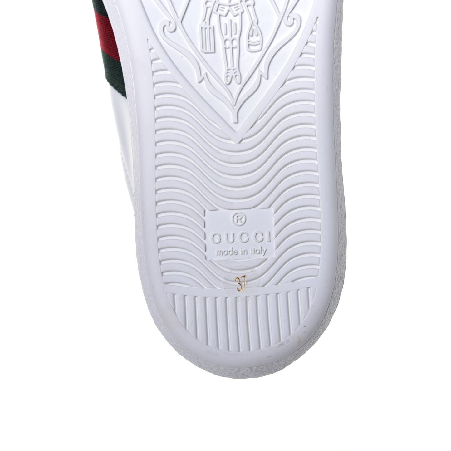 Calfskin Web Cherry Embroidered Womens Ace Sneakers 37 White