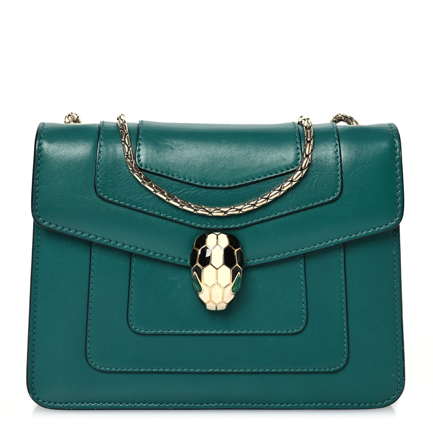 Calfskin Small Serpenti Forever Snake Strap Crossbody Bag Emerald Green