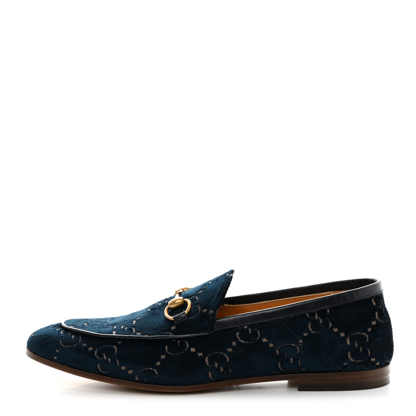 Velvet GG Monogram Horsebit Mens Jordaan Loafers 9.5 Blue Beige