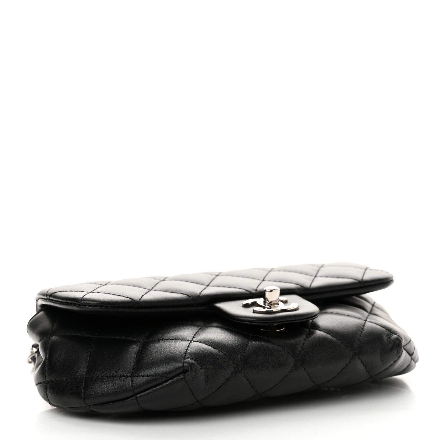 Calfskin Quilted CC Uniform Flap Belt Bag Black