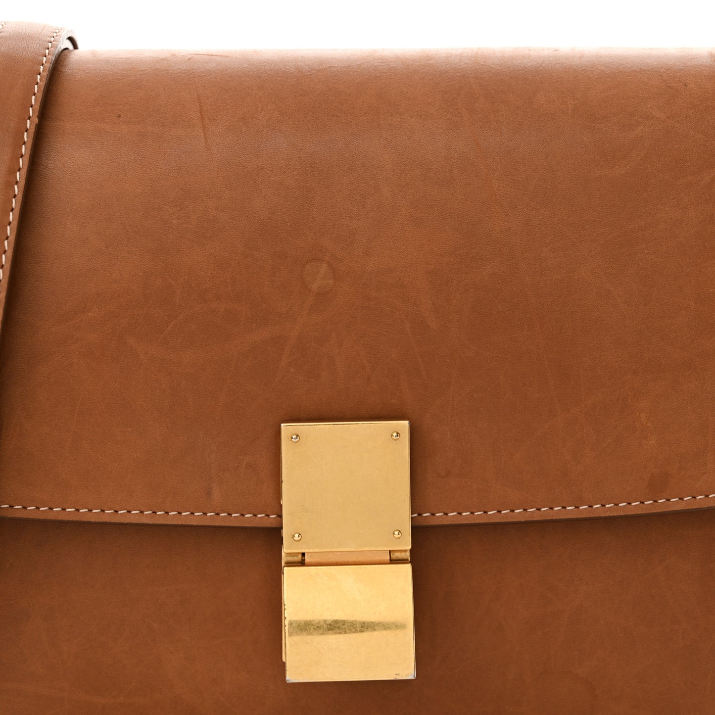 Natural Calfskin Medium Classic Box Flap Bag Tan
