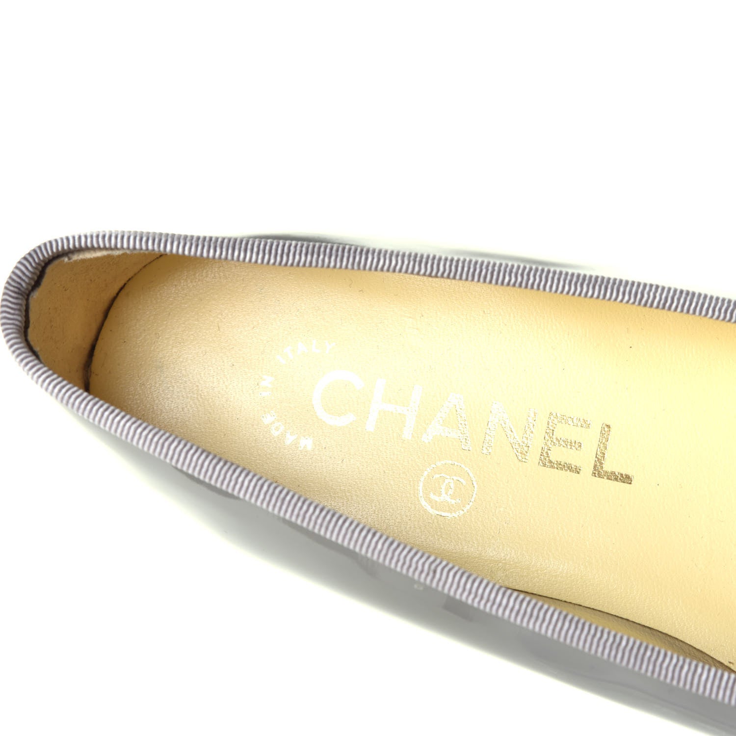 Chanel Patent Calfskin CC Cap Toe Ballerina Flats 36 Dark Grey 7 of 8