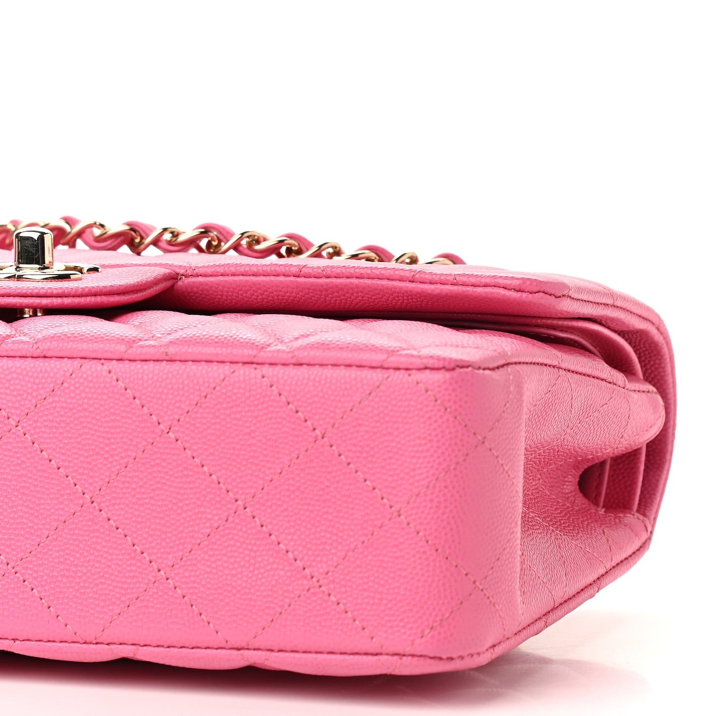 Caviar Quilted Medium Double Flap Pink