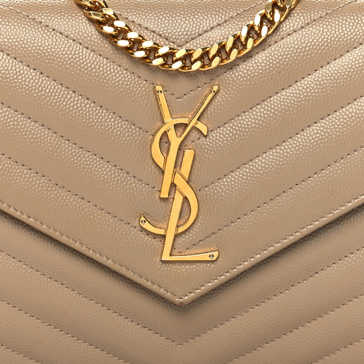 Grain De Poudre Matelasse Chevron Monogram Chain Wallet Nude Powder