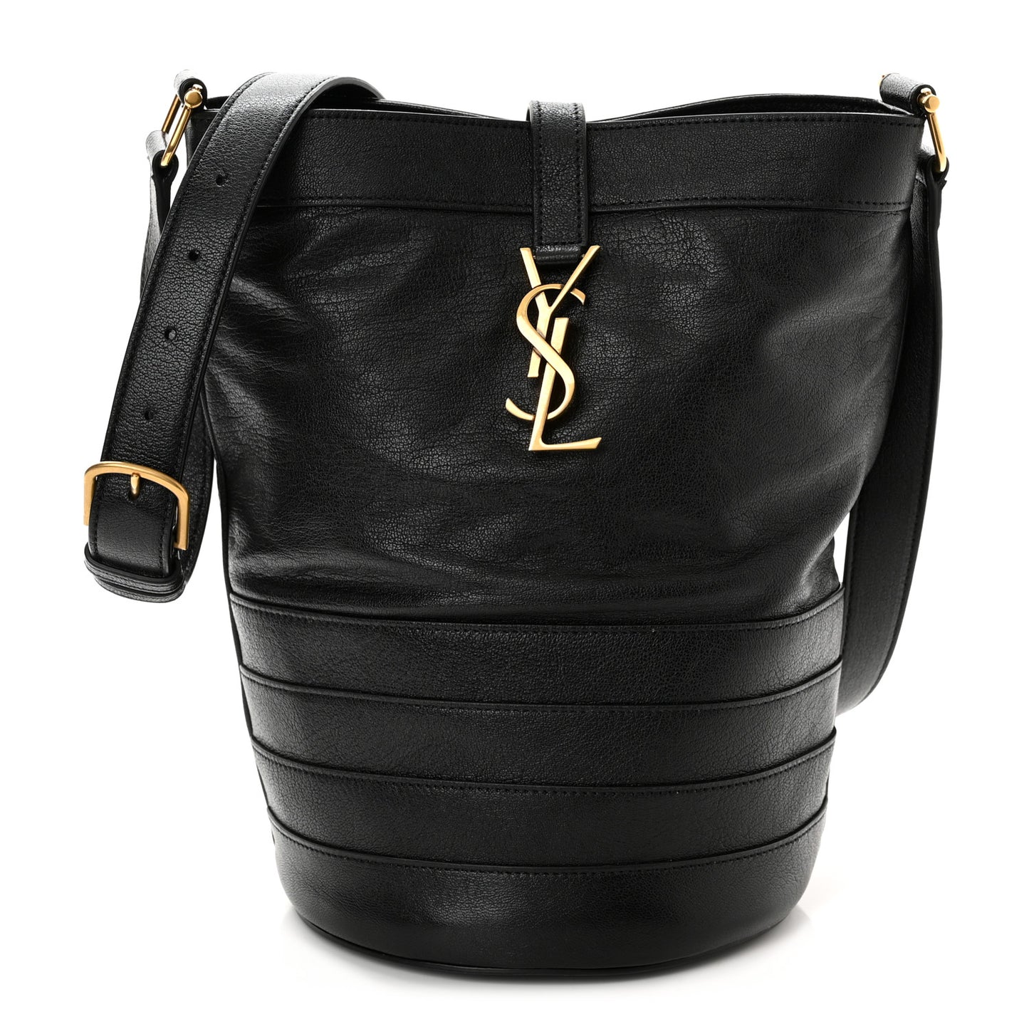 Lambskin Seau Fermoir Bucket Bag Black