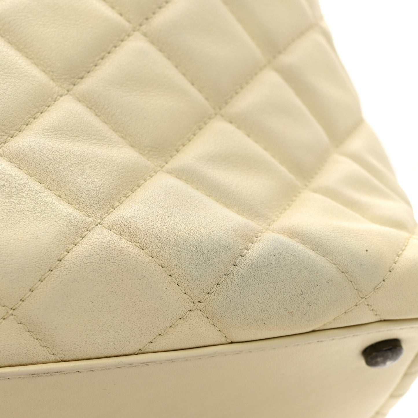Calfskin Tweed Quilted Small Tote White Multicolor