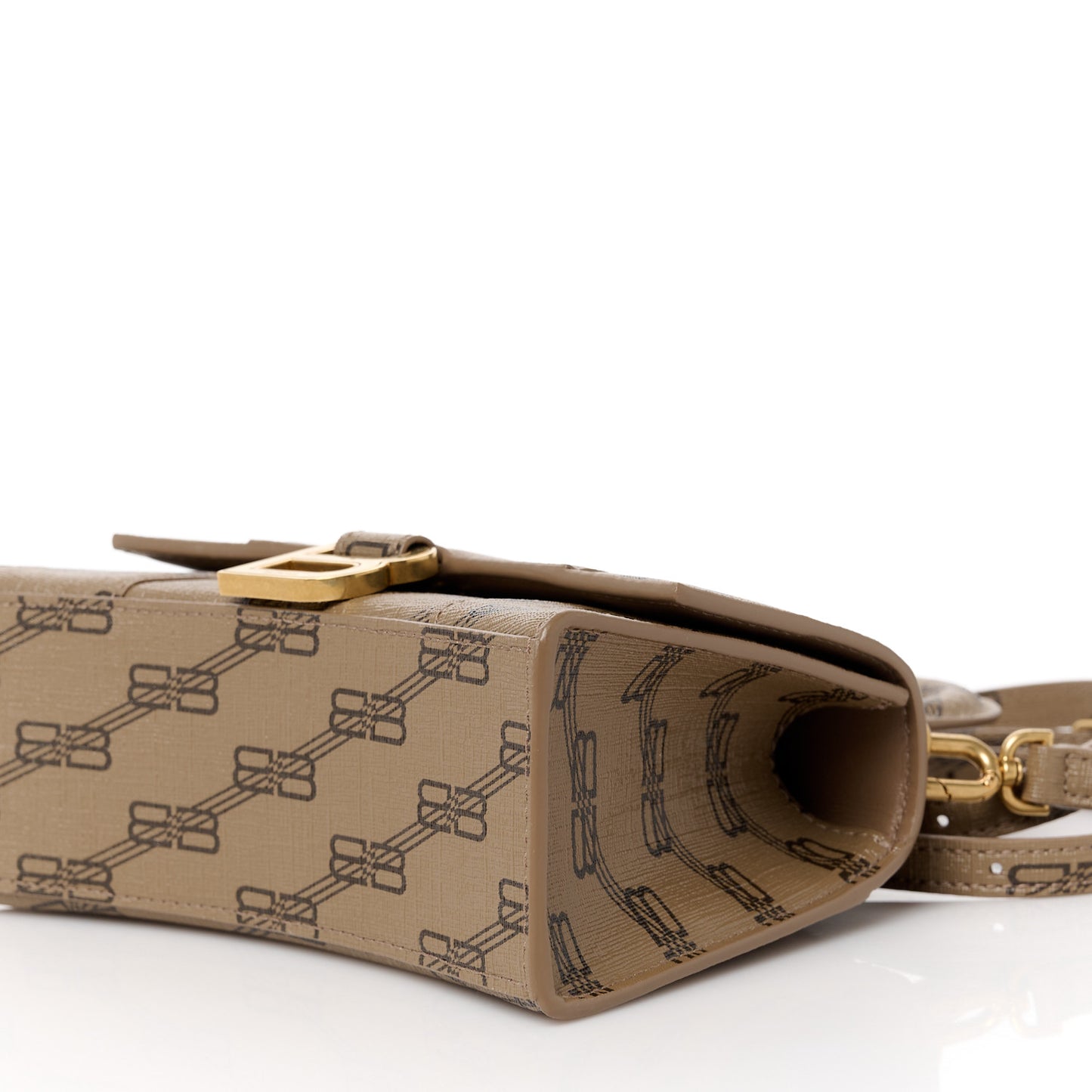 Coated Canvas BB Monogram Hourglass Top Handle Bag XS Beige Brown