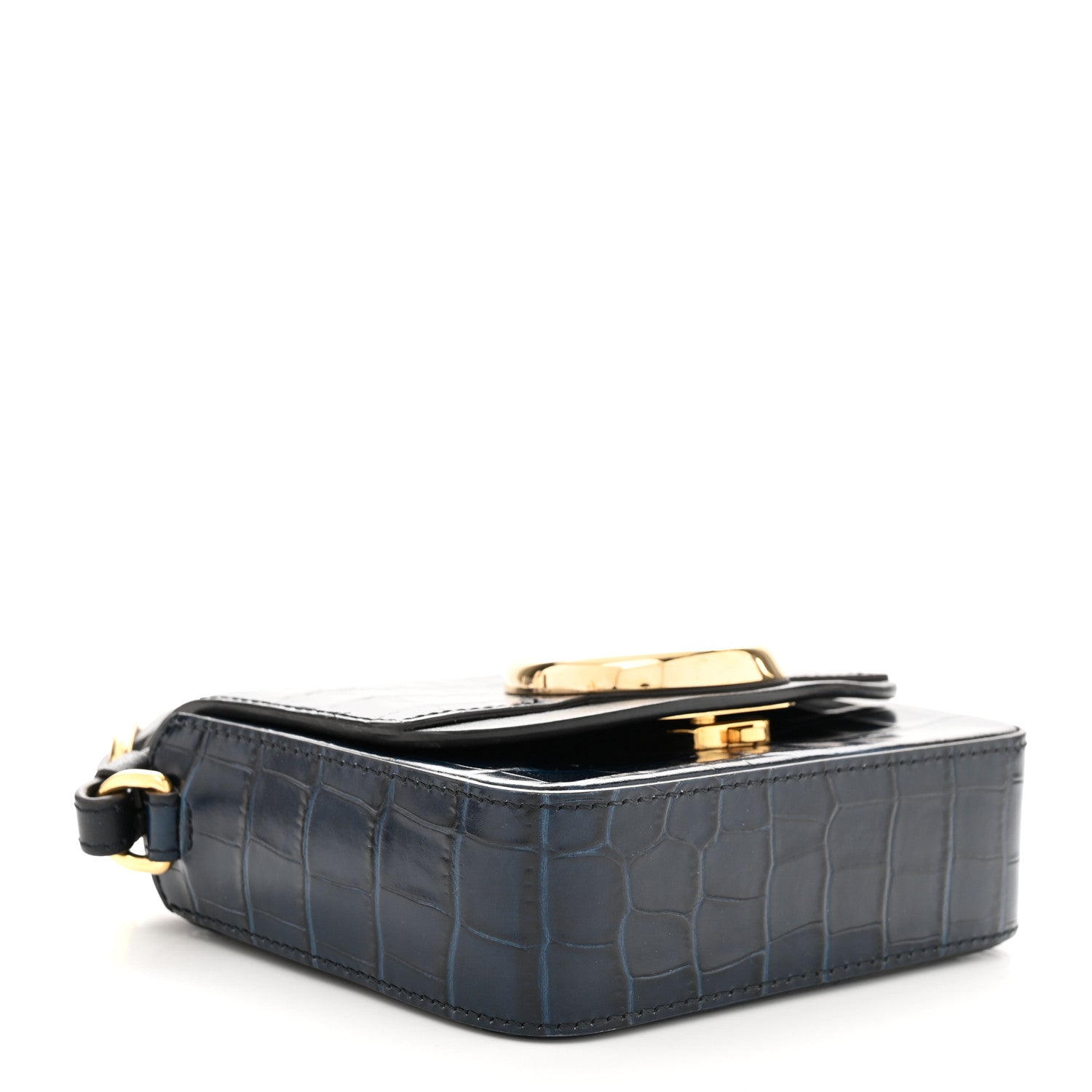Chloe Calfskin Crocodile Embossed Mini C Double Carry Full Blue 4 of 10
