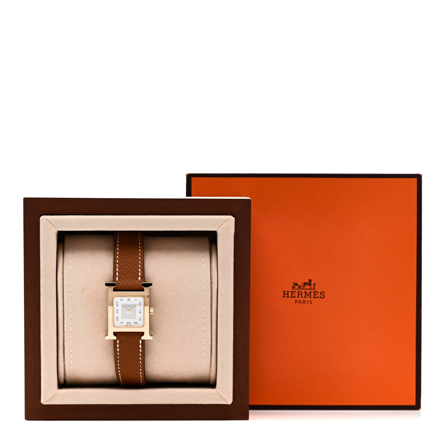 Hermes Stainless Steel Epsom 21mm Heure H Hour Quartz Watch Gold 5 of 5