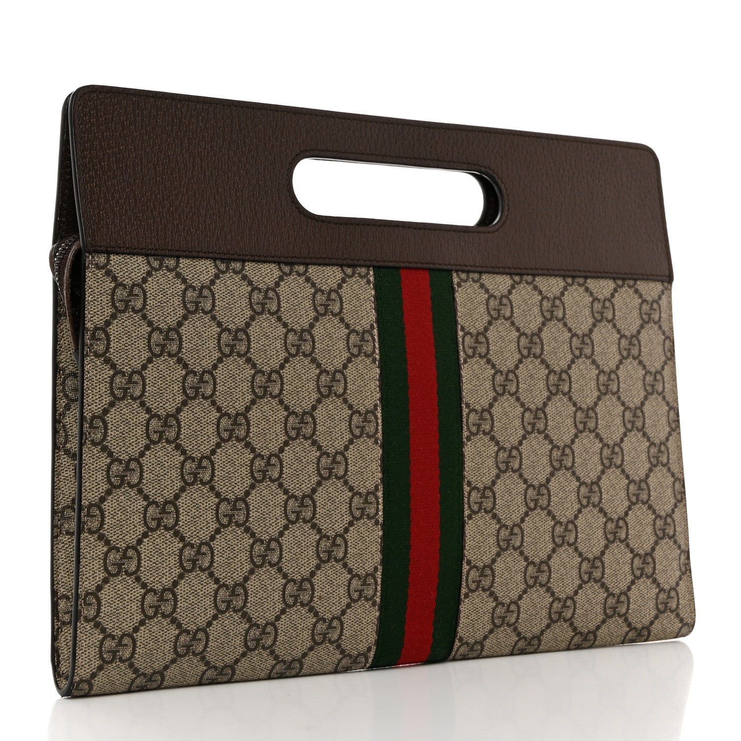 Gucci GG Supreme Monogram Textured Dollar Calfskin Web Ophidia Slip Handle Tote Beige Ebony New Acero 3 of 8