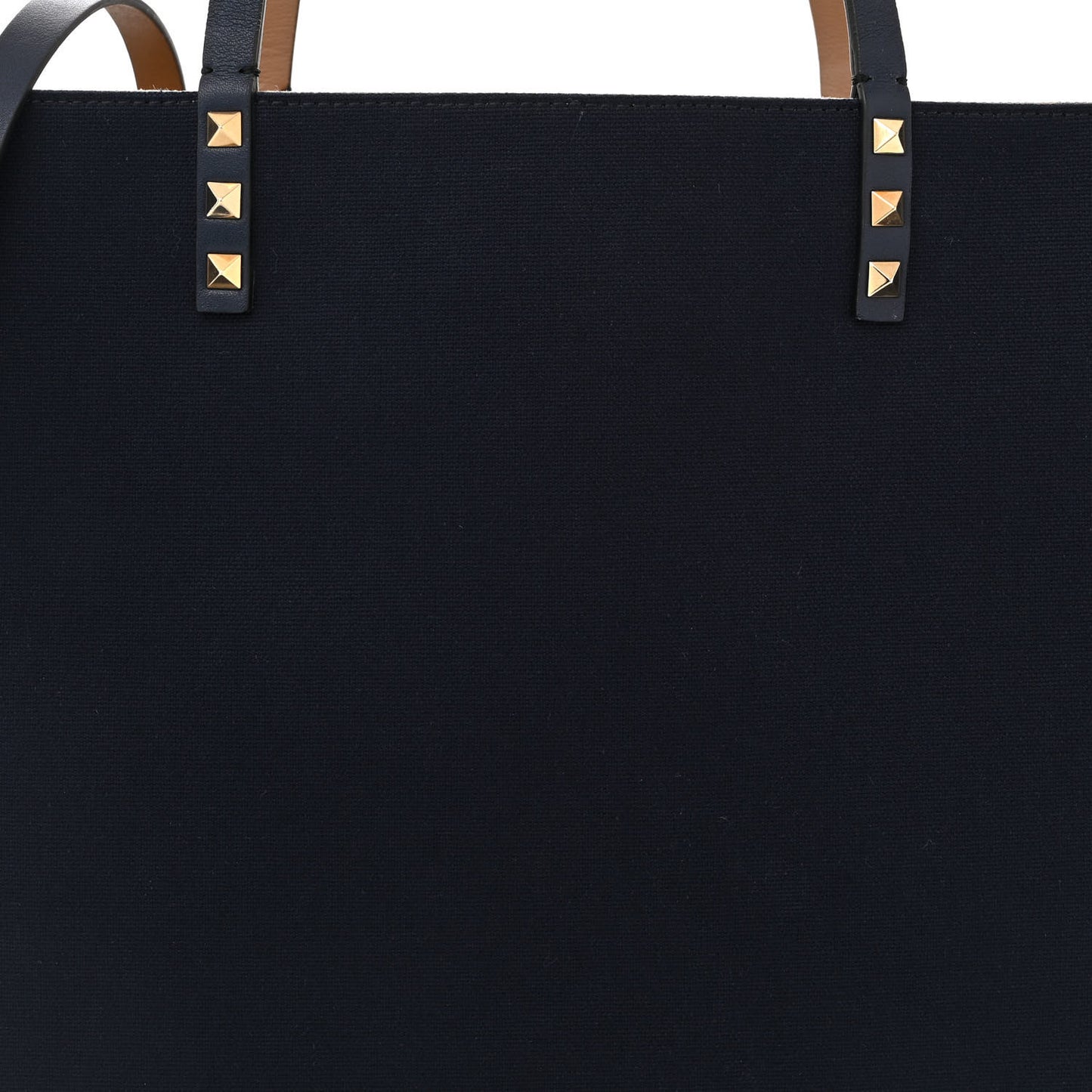 Canvas Medium Rockstud Reversible Tote Navy Blue Beige