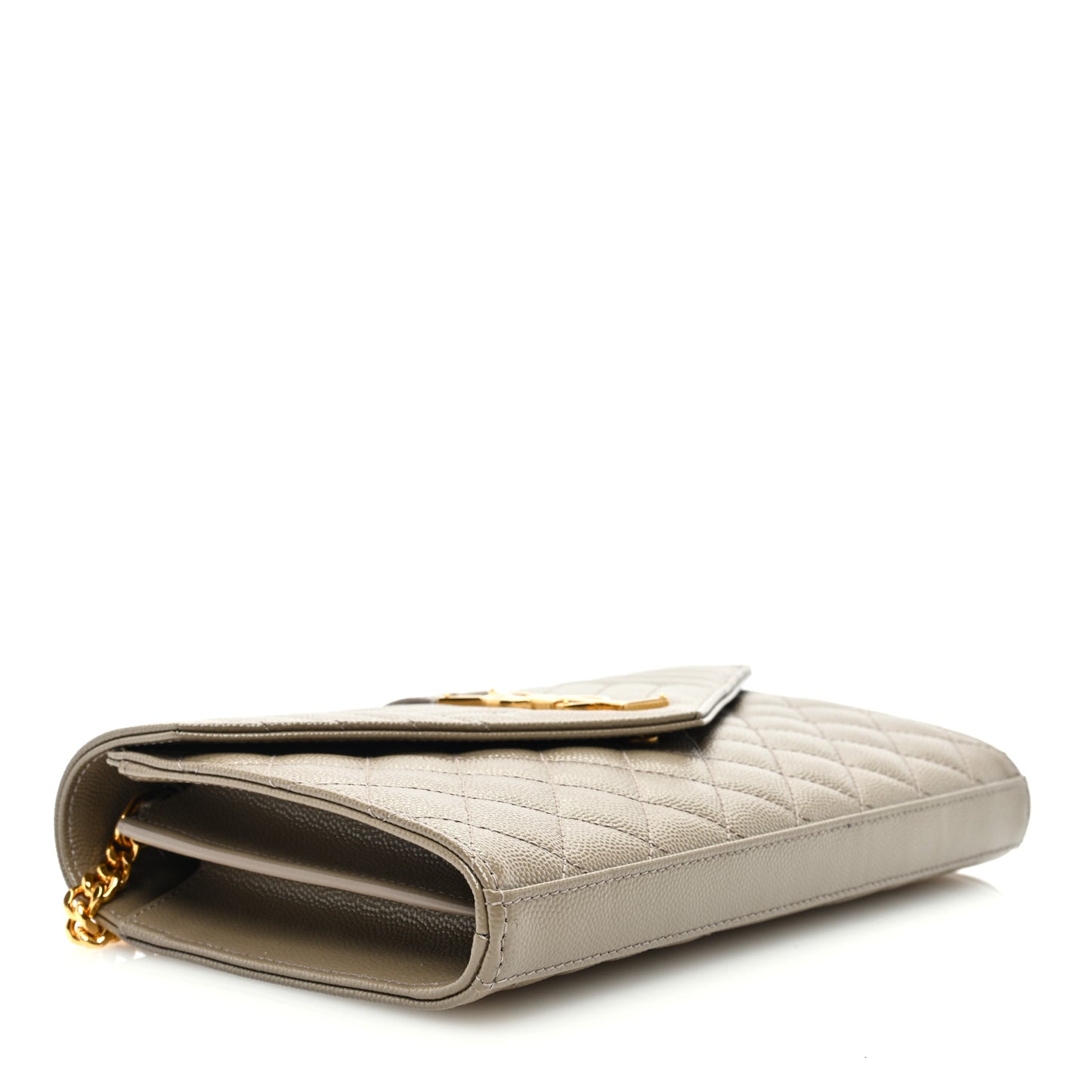 Grain De Poudre Mixed Matelasse Triquilt Monogram Chain Wallet Dark Beige