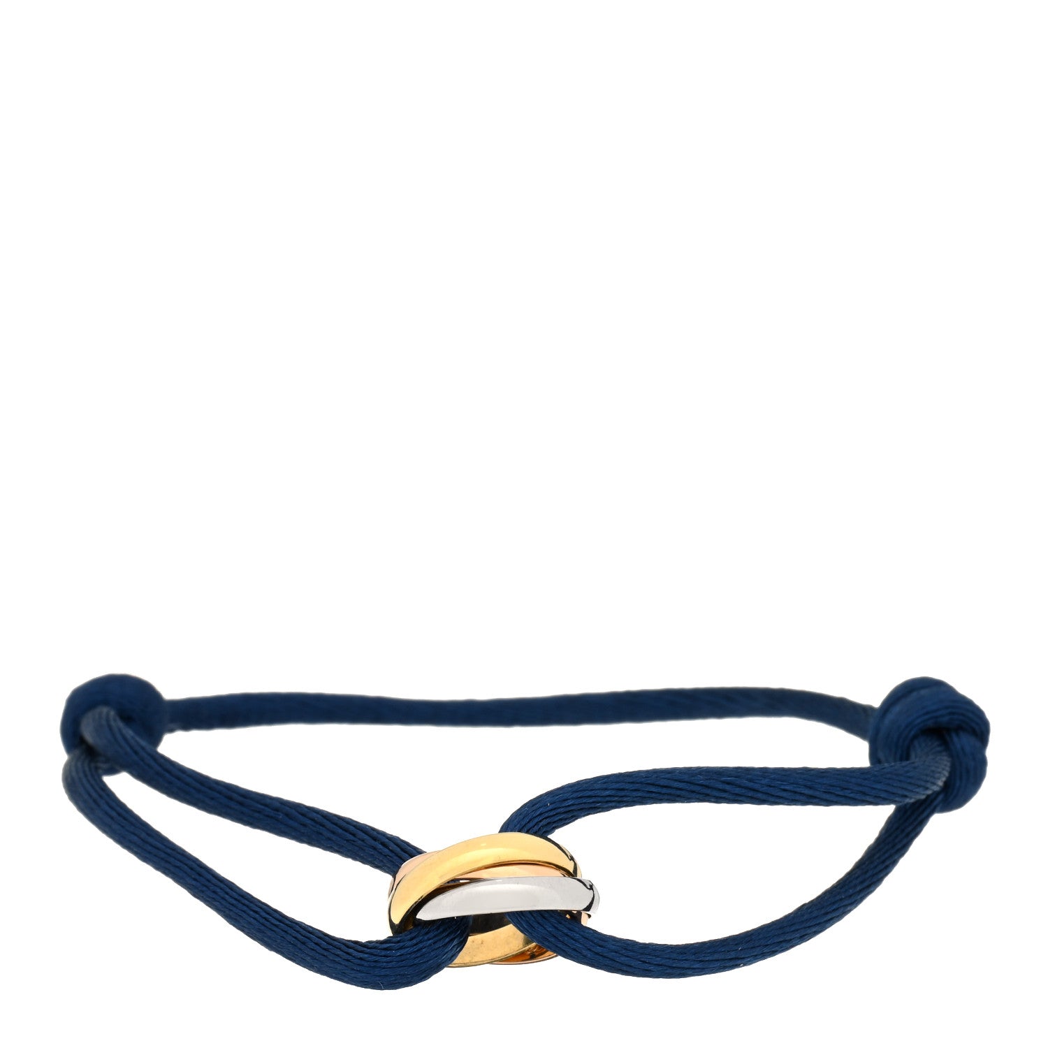 Cartier 18K Pink Yellow White Gold Trinity Adjustable Cord Bracelet Blue 1 of 4