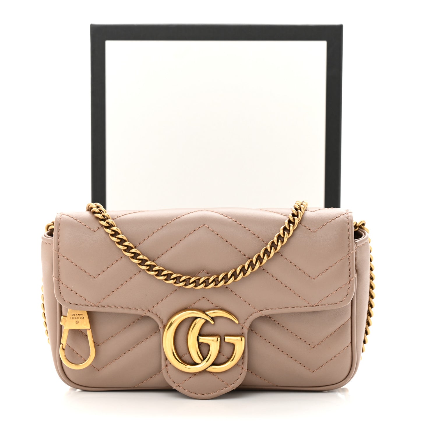 Calfskin Matelasse Super Mini GG Marmont Shoulder Bag Porcelain Rose