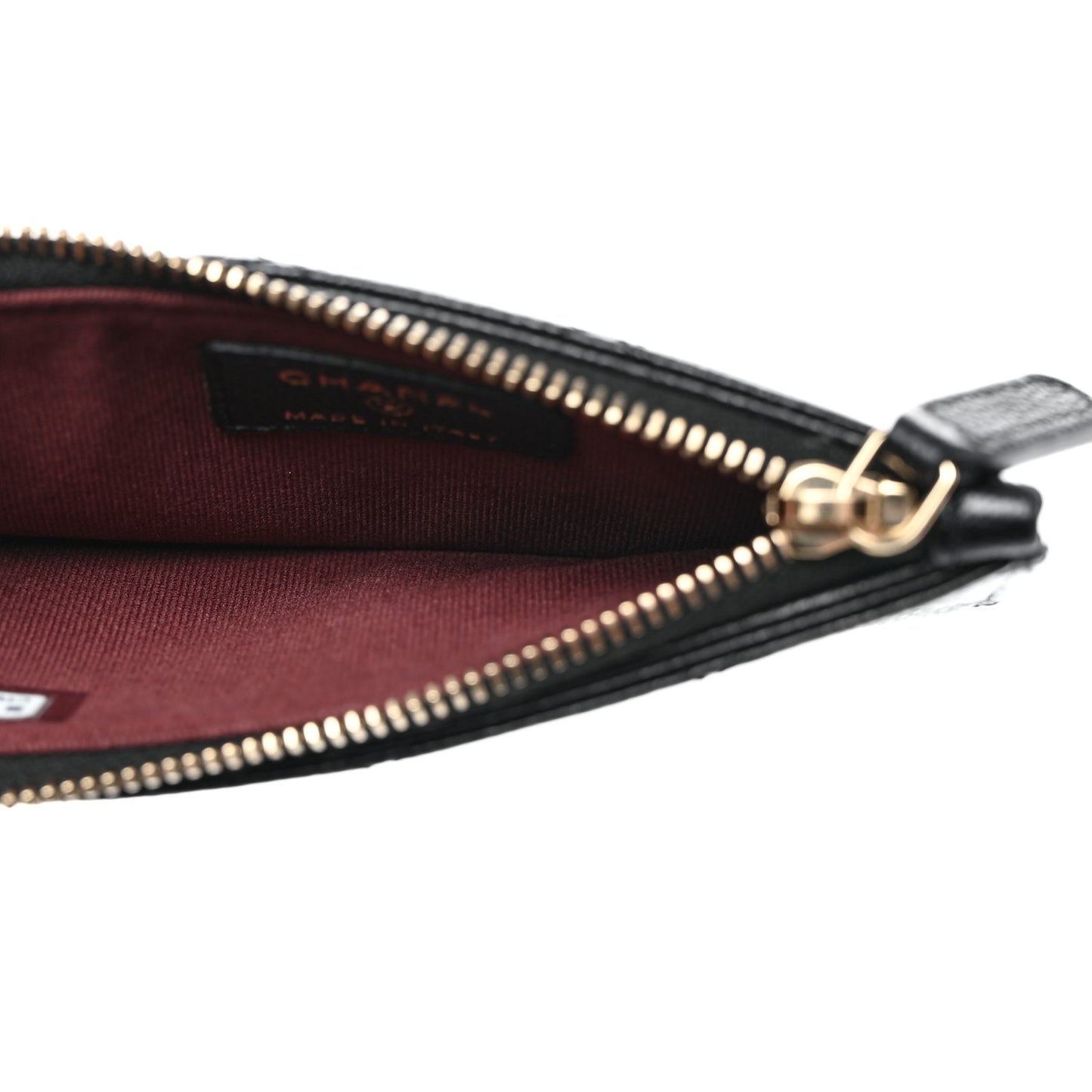 Caviar Quilted Flap Zip Card Holder Black