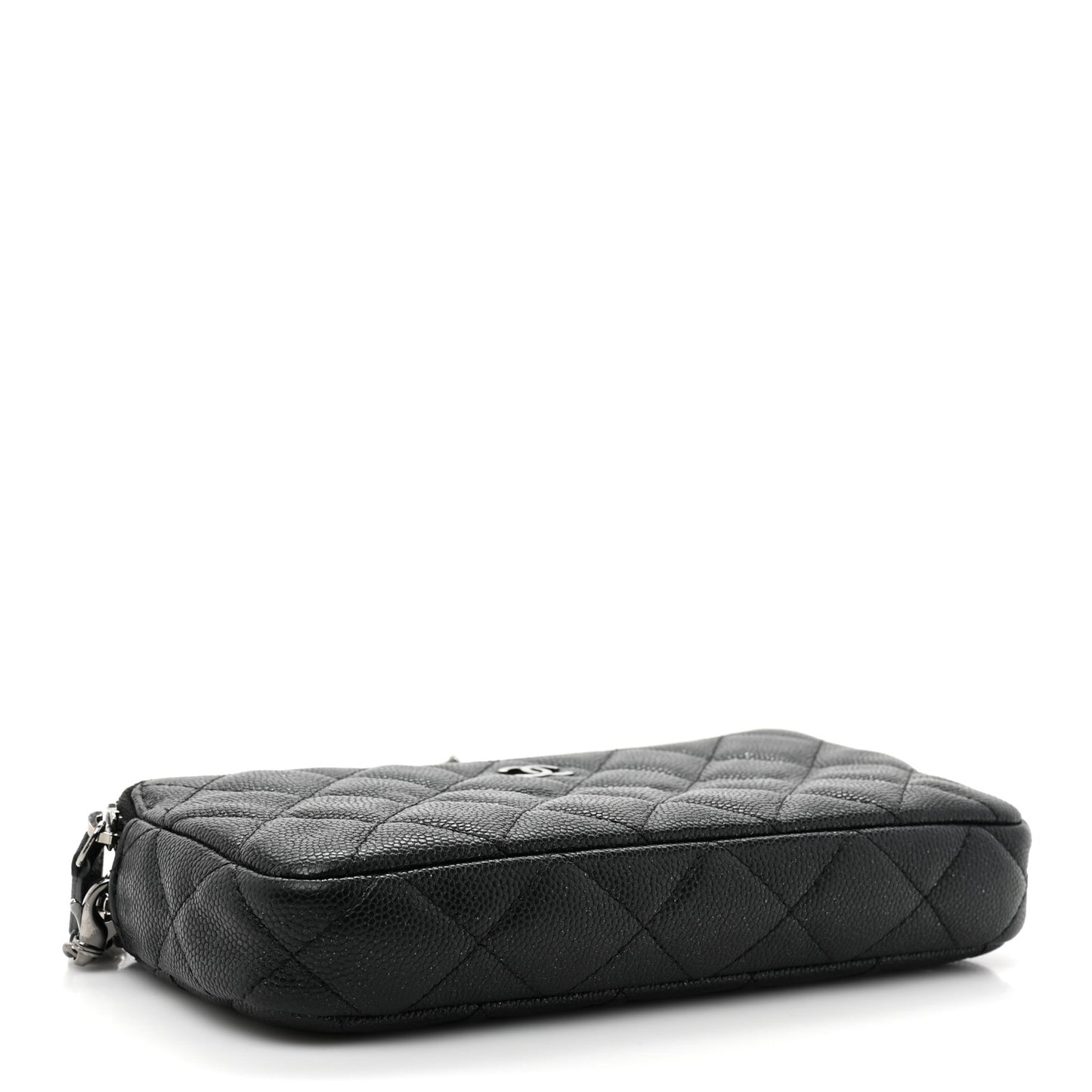 Caviar Quilted Small Clutch With Chain Black